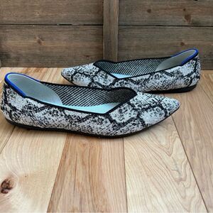 Rothy's The Point Black & White Python Print Flats Limited Edition Retired 8.5